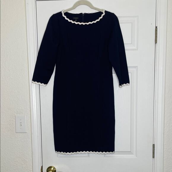 TALBOTS REFINED PONTE RICKRACK TRIMMED SHEATH DRESS SIZE 2 - Picture 2 of 6
